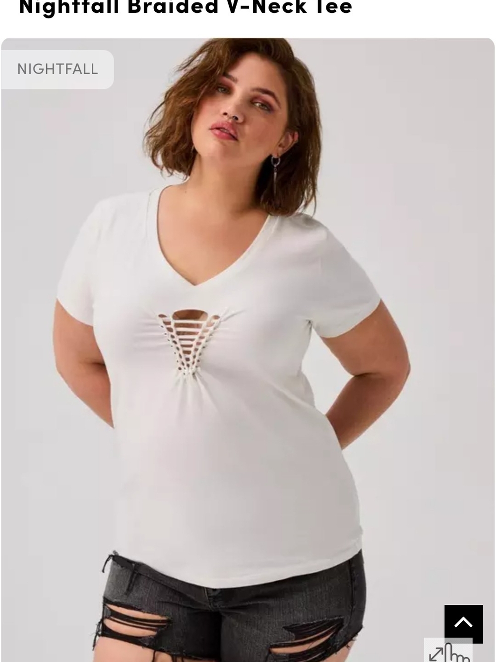 torrid White Braided V-Neck Tee